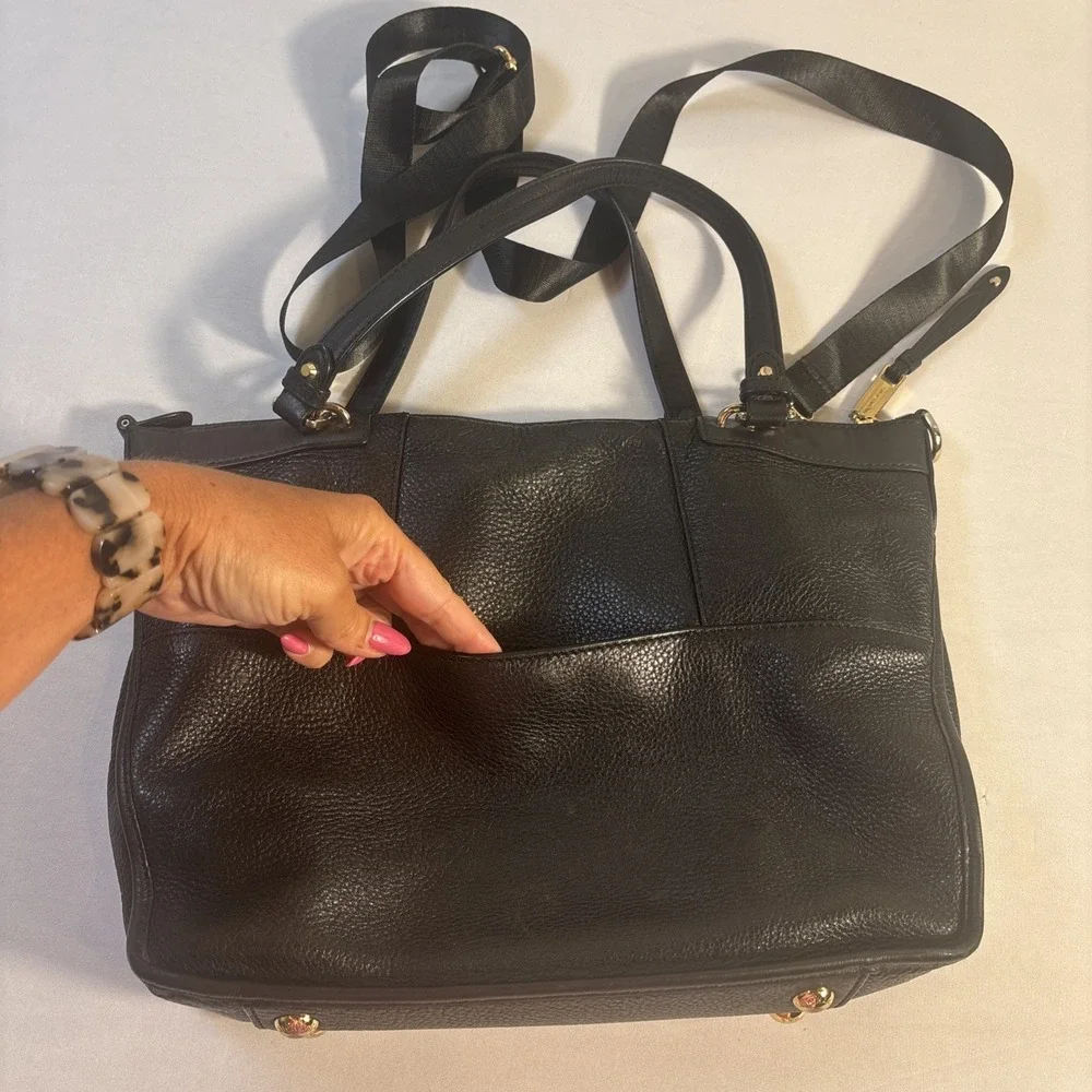 Michael Kors Jesse Large Satchel Shoulder Bag Black Pebble Leather Purse